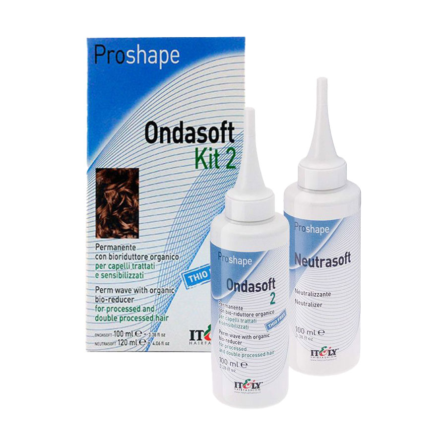 Набір для завивки пошкодженого та чутливого волосся Itely Hairfashion Proshape Ondasoft Kit 2 (крок1: Ondasoft, 100 мл + крок 2: Neutrasoft, 100 мл)
